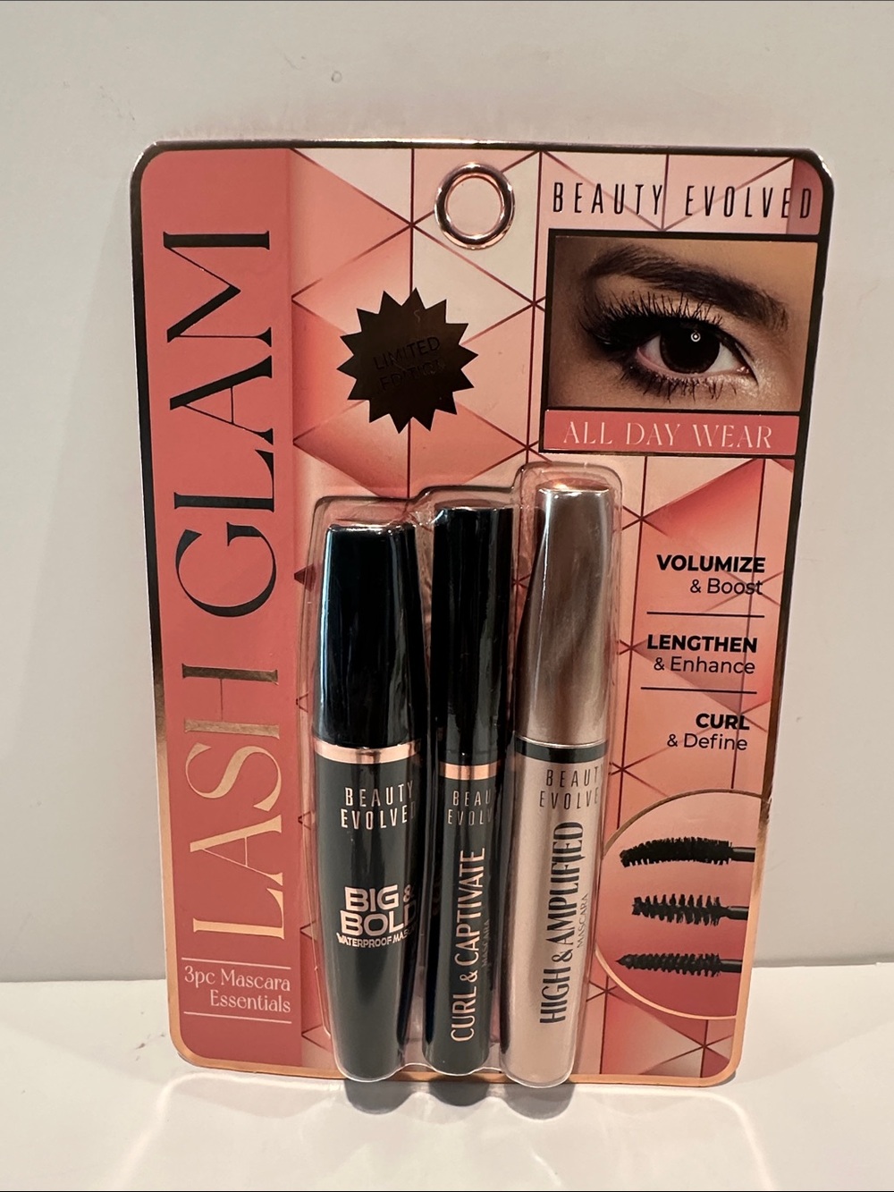 NWT Beauty Evolved All Day Wear (3) Set Bold Black Mascaras.